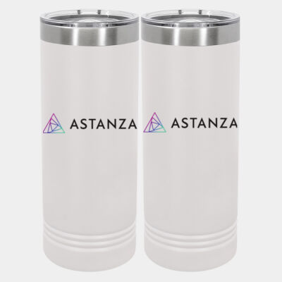Printed - 20 oz Stainless White Skinny Tumbler with Stainless Straw and Lid Thumbnail
