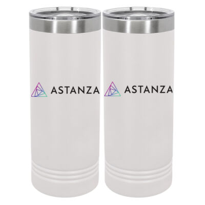 Printed - 20 oz Stainless White Skinny Tumbler with Stainless Straw and Lid Thumbnail