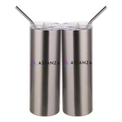 Printed - 20 oz Stainless Silver Skinny Tumbler with Stainless Straw and Lid Thumbnail